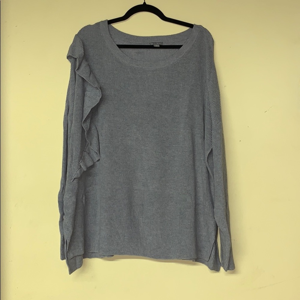 Grey sweater with ruffle detail